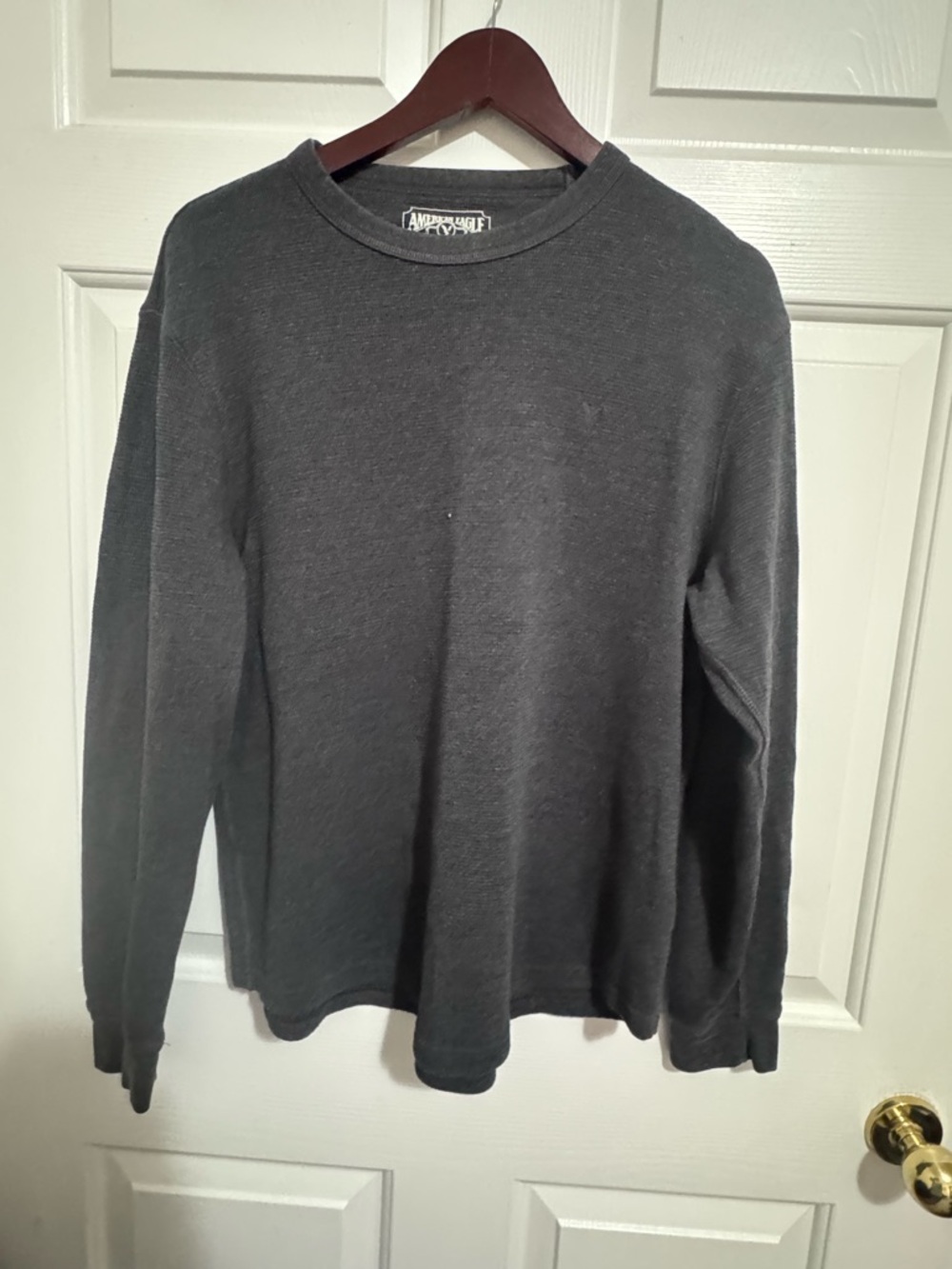 American Eagle Outfitters Dark Charcoal Long-Sleeve Crewneck